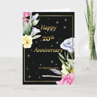 20周年記念結婚金のグリーティングカード サンキューカード