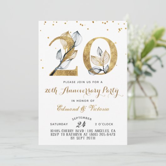20周年記念金ゴールドフローラ招待状 招待状 (スタンド正面)
