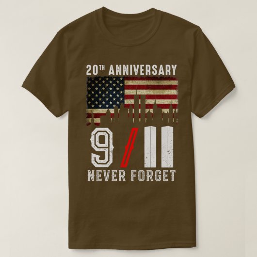 20周年記念911年忘れ2001 2021 Tシャツ (デザイン正面)