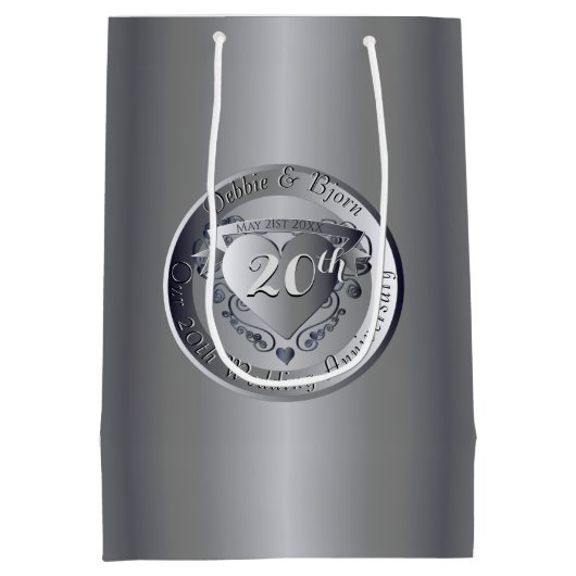 20周年記結婚念ハートエンブレム ミディアムペーパーバッグ (裏面)