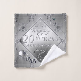 20周年 プラチナ・エメラルド 結婚記念日 バスタオル セット
