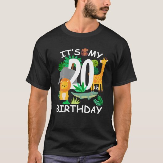 20回目の誕生日動物、B日20回目 Tシャツ (正面)