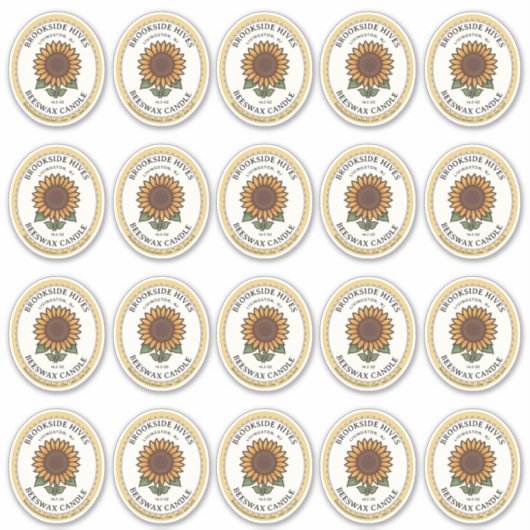 20小型ジャー楕円形ひまわりキャンドルラベル シール (正面)