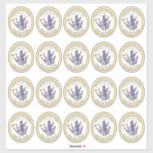 20小瓶オーバルラベンダーハニーラベル付き蜂 シール (シート)