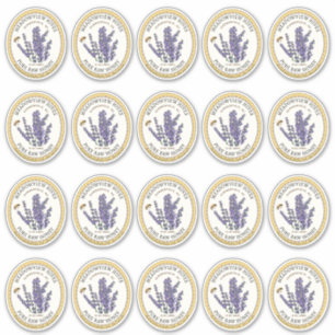 20小瓶オーバルラベンダーハニーラベル付き蜂 シール