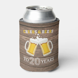 20年おめでとう クラシカルな乾杯とビール 缶クーラー
