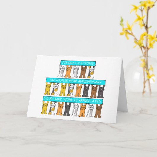 20年の仕事記念日のお祝い カード (黄色い花)