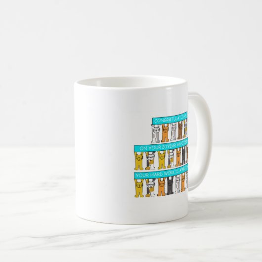 20年の仕事記念日のお祝い コーヒーマグカップ (正面右)