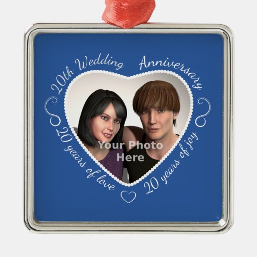 20年の結婚生活の写真を追加 メタルオーナメント (正面)
