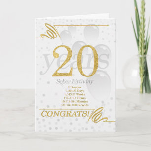20年ソバー誕生日フェイク金ゴールドグリッター カード