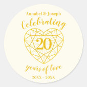 20年パーソナライズされた金のダイヤモンド ラウンドシール (正面)