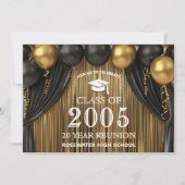 20年モダンクラス懇親会ブラック金ゴールド招待状 招待状 (正面)