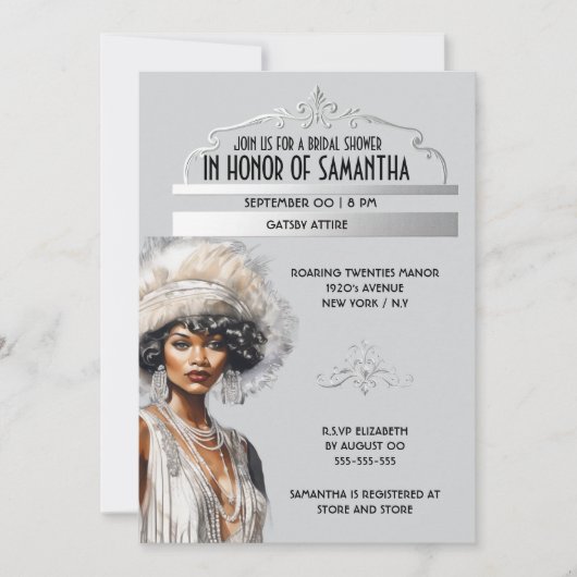 20年代のアフリカ系アメリカ人ギャツビー素晴らしを騒がせエレガントる 招待状 (正面)