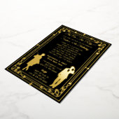 20年代のアート・デコ・フラッパーの女の子とギャング 箔招待状 (回転した状態)