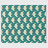 20年代のアールデコのクリームの花の開花及びティール(緑がかった色) ラッピングペーパー (フラット)