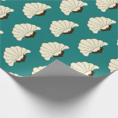 20年代のアールデコのクリームの花の開花及びティール(緑がかった色) ラッピングペーパー (角)
