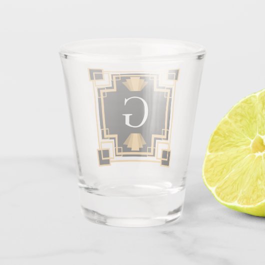 20年代のアールデコのヴィンテージのスタイルのモノグラム ショットグラス (裏面)