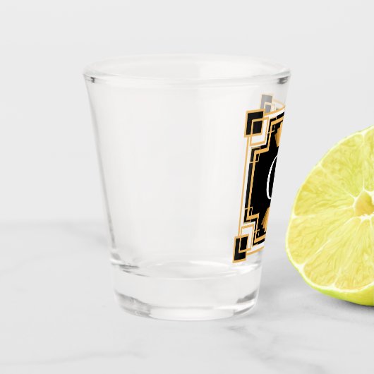 20年代のアールデコのヴィンテージのスタイルのモノグラム ショットグラス (左)