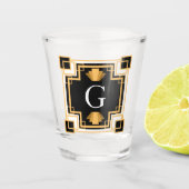 20年代のアールデコのヴィンテージのスタイルのモノグラム ショットグラス (正面)