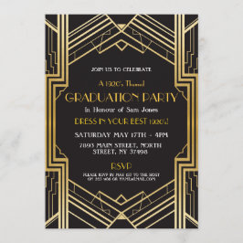 20年代のアールデコの卒業の招待のGatsbyのパーティーの金ゴールド 招待状