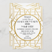 20年代のアールデコの卒業パーティーのGatsbyの金ゴールドの招待 招待状 (正面/裏面)