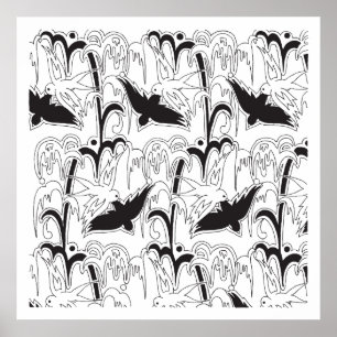 20年代のアールデコの鳥パターン ポスター