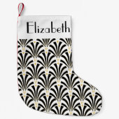 20年代のアールデコの黒く及び白いパルメット スモールクリスマスストッキング (正面)