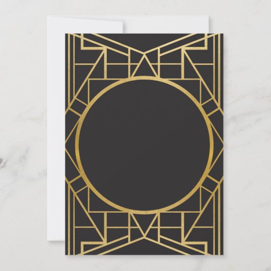 20年代のアールデコのGatsby 20sのクリスマス・パーティの金ゴールド 招待状 (裏面)