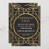 20年代のアールデコのGatsby 20sのクリスマス・パーティの金ゴールド 招待状 (正面/裏面)