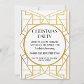 20年代のアールデコのGatsby 20sのクリスマス・パーティの金ゴールド 招待状 (正面)