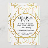 20年代のアールデコのGatsby 20sのクリスマス・パーティの金ゴールド 招待状 (正面/裏面)