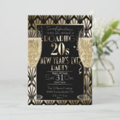 20年代のアールデコ新年シャンパンめがね 招待状 (スタンド正面)