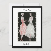 20年代のエレガントな白黒パーティの招待状 招待状 (正面)