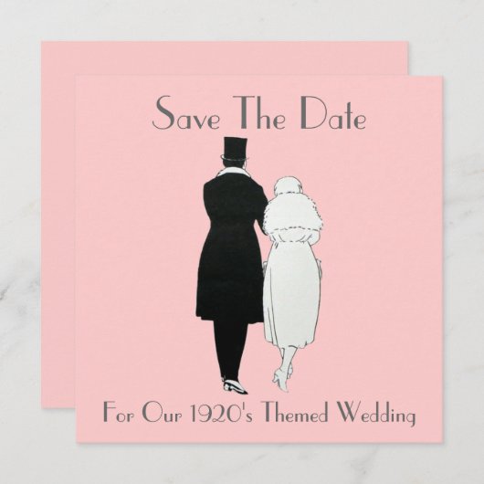 20年代のテーマの結婚式の保存日付 セーブザデート (正面/裏面)