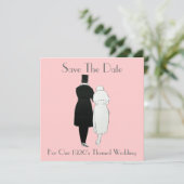 20年代のテーマの結婚式の保存日付 セーブザデート (スタンド正面)