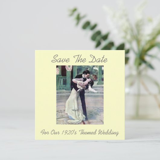 20年代のテーマの結婚式の保存日付 セーブザデート (スタンド正面)