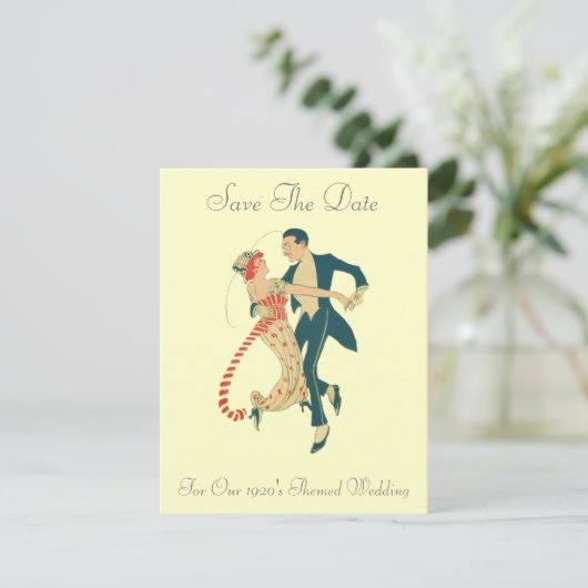 20年代のテーマの結婚式の保存日付 セーブザデート (スタンド正面)
