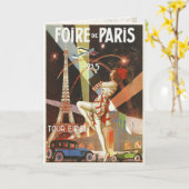 20年代のパリのアールデコのプリントが付いている挨拶状 カード (黄色い花)