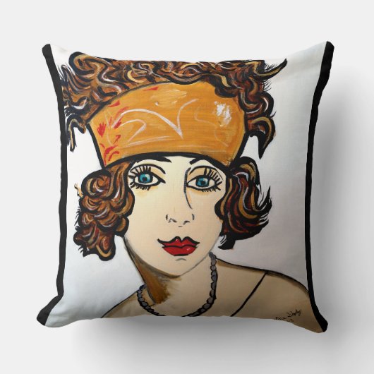 20年代のフラッパーの女の子 クッション (正面)