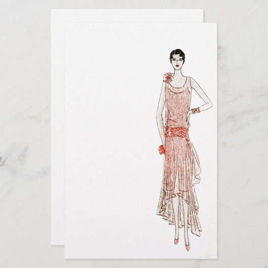 20年代のフラッパーの文房具 便箋 (正面/裏面)