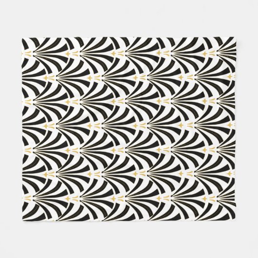 20年代のヴィンテージのアールデコのパルメットファン フリースブランケット (正面(横))