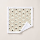 20年代のヴィンテージのアールデコのベージュ及び黒い花の開花 バスタオルセット (ウォッシュタオル)