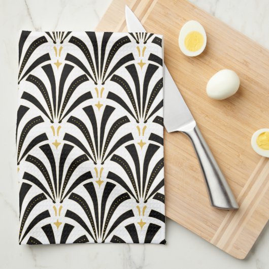 20年代のヴィンテージのアールデコファン キッチンタオル (四つ折り)