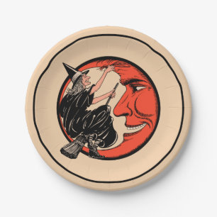 20年代のヴィンテージのハロウィンの魔法使い ペーパープレート