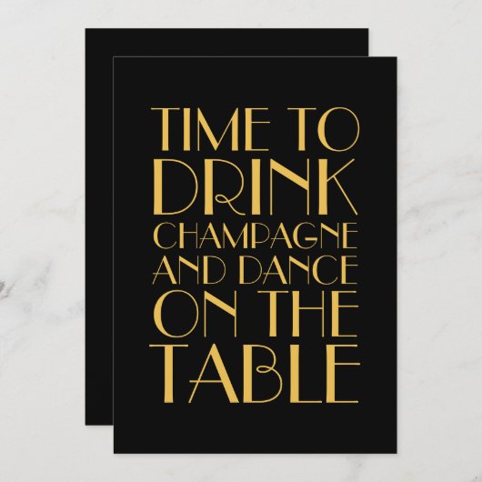 20年代の第21誕生日の招待状の金ゴールド 招待状 (正面/裏面)