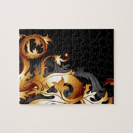 20年代の素晴らしいgatsby華麗さの黒および金ぱく ジグソーパズル (横)