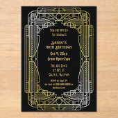 20年代アートのデコ・ギャツビー素晴らし誕生日を祝う アクリル招待状 (正面)