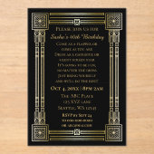 20年代アートのデコ・ギャツビー素晴らし誕生日を祝う アクリル招待状 (正面)