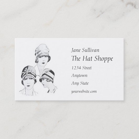 20年代カードをとどろくヴィンテージを模倣する帽子のファッション 名刺 (正面)