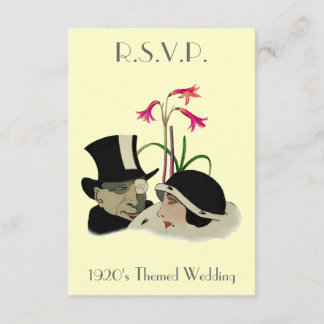 20年代テーマの結婚R.S.V.P.のカード 出欠カード